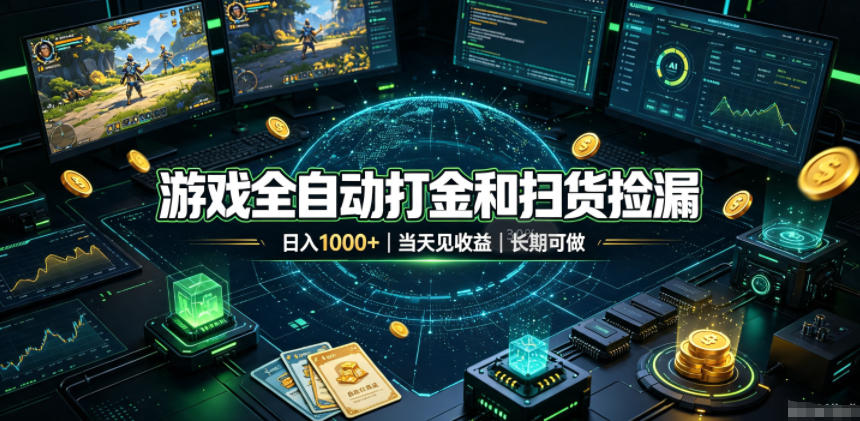 游戏全自动打金和扫货捡漏，日入1k+，当天见收益，长期可做！【揭秘】-独家科技资源网