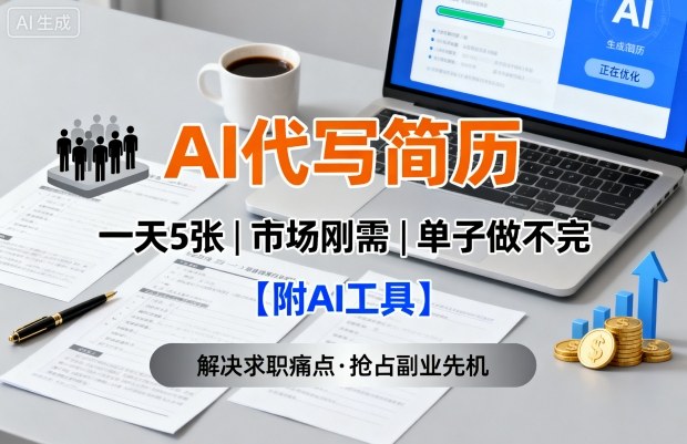 AI代写简历，一天5张，今年找工作难，市场刚需，单子做不完【附AI工具】-独家科技资源网