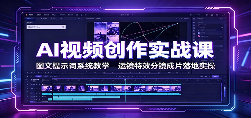 AI视频创作实战课：图文提示词系统教学，运镜特效分镜成片落地实操-独家科技资源网