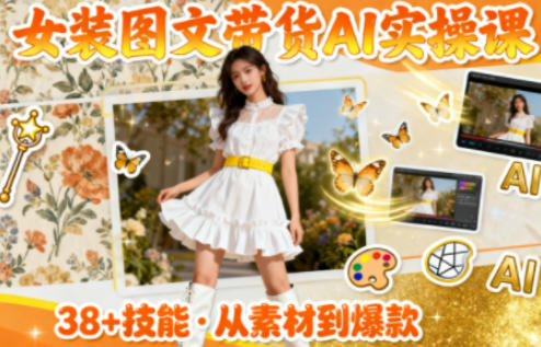 女装图文带货的AI实操课,覆盖38个实用技能,快速提升素材制作效率-独家科技资源网