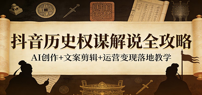 抖音历史权谋解说全攻略：AI创作+文案剪辑+运营变现落地教学-独家科技资源网