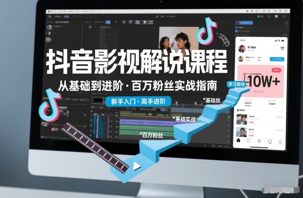 抖音百万粉丝影视解说课程，基础到进阶课，适合新手和进阶学习-独家科技资源网