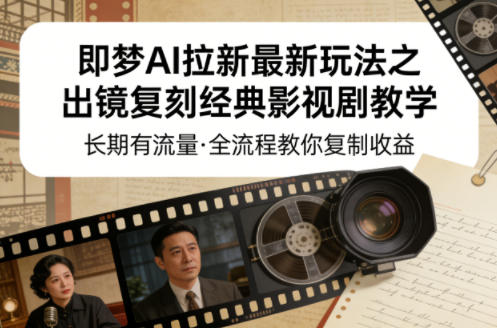 即梦AI拉新最新玩法之出镜复刻经典影视剧教学，长期有流量，全流程教你复制收益-独家科技资源网