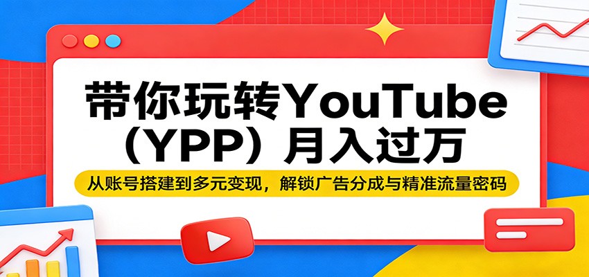 带你玩转YouTube(YPP)月入过万：从账号搭建到多元变现，解锁广告分成与精准流量密码-独家科技资源网