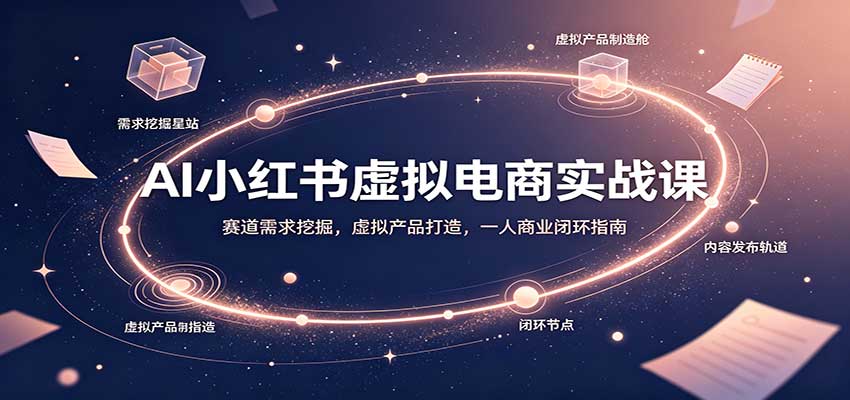 AI小红书虚拟电商实战课：赛道需求挖掘，虚拟产品打造，一人商业闭环指南-独家科技资源网