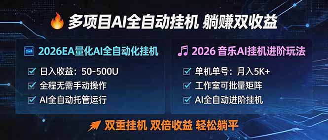 多项目AI自动挂机玩法：双重挂机，双倍收益，轻松躺平-独家科技资源网
