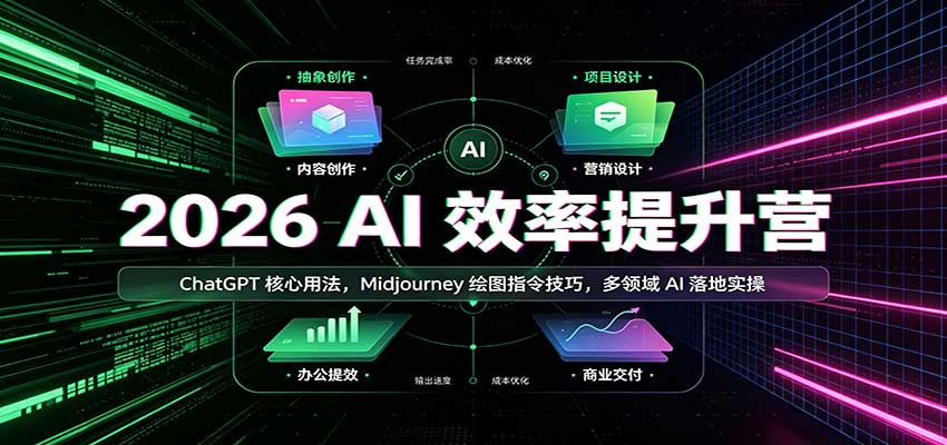 2026 AI效率提升营：ChatGPT核心用法，Midjourney绘图指令技巧，多领域AI落地实操-独家科技资源网