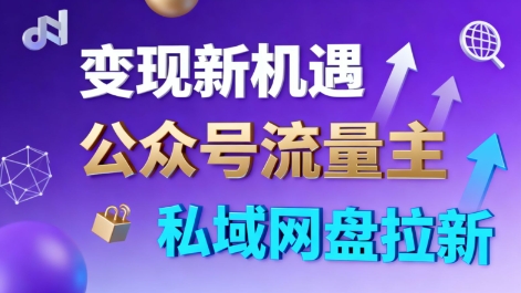 公众号流量主+私域网盘拉新，多方式变现，简单易上手，当天就有收益-独家科技资源网