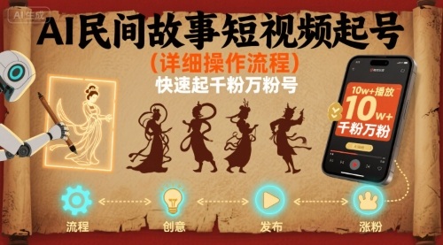 AI民间故事短视频起号，详细操作流程，快速起千粉万粉号-独家科技资源网