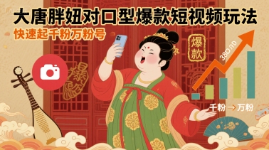大唐胖妞对口型爆款短视频玩法，快速起千粉万粉号-独家科技资源网