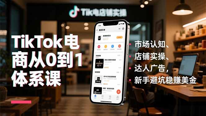 TikTok电商从0到1体系课,市场认知、店铺实操、达人广告,新手避坑稳赚美金-独家科技资源网