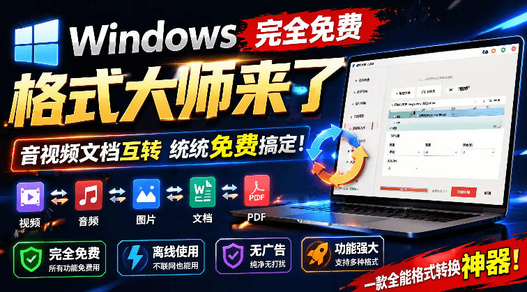 Windows完全免费格式大师来了，音视频文档互转统统免费搞定！免费无广，离线使用格式大师-独家科技资源网