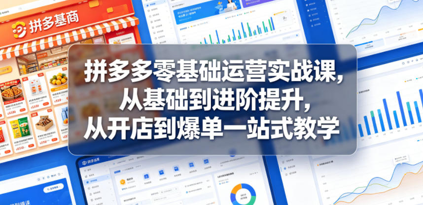 拼多多零基础运营实战课，从基础到进阶提升，从开店到爆单一站式教学-独家科技资源网