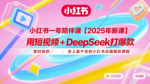 小红书一年陪伴课【2025年新课】，用短视频+deepSeek打爆款，史上最干货的小红书店铺爆款课程-独家科技资源网