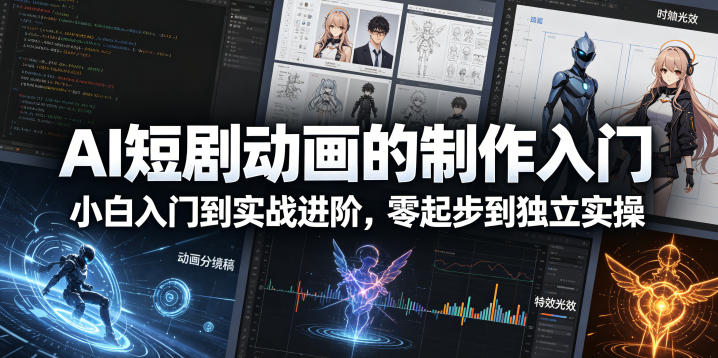 AI短剧动画的制作入门，小白入门到实战进阶，零起步到独立实操-独家科技资源网