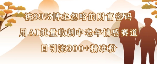 被99%博主忽略的财富密码：用AI批量收割中老年情感赛道，日引流300+精准粉-独家科技资源网