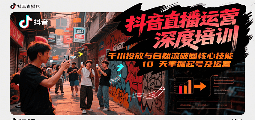 抖音直播运营深度培训，千川投放与自然流核心技能，10天掌握起号及运营(6-7月新课)-独家科技资源网
