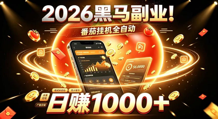 2026黑马副业！番茄挂G全自动日入1000+，操作最简单、门槛最低的线上轻资产项目【揭秘】-独家科技资源网