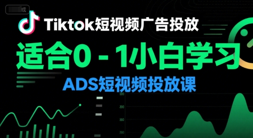 Tiktok短视频广告投放，适合0-1小白学习ADS短视频投放课-独家科技资源网