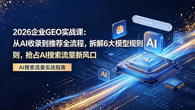 2026 企业GEO实战课：从AI收录到推荐全流程，拆解6大模型规则，抢占 AI 搜索流量新风口-独家科技资源网