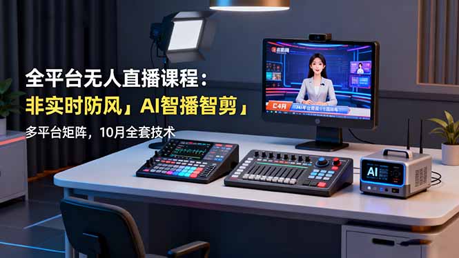 全平台无人直播课程：非实时防风＋AI智播智剪＋多平台矩阵，10月全套技术-独家科技资源网