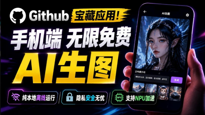 Github宝藏应用！手机端无限免费AI生图，纯本地离线运行，支持NPU加速斩获3.1k stars，local-dream-独家科技资源网