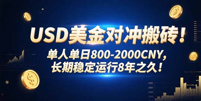 USD美金对冲搬砖!单人单日800-2000CNY，长期稳定运行8年之久!-独家科技资源网