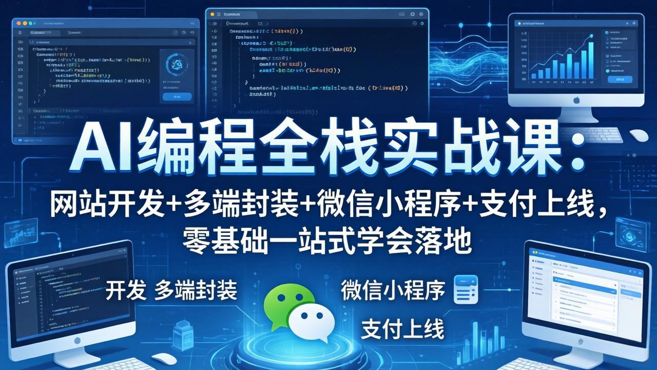 AI编程全栈实战课：网站开发+多端封装+微信小程序+支付上线，零基础一站式学会落地-独家科技资源网